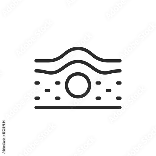 Skin inflammation, linear style icon. Pimple, bump, lipoma, sebaceous cyst. Editable stroke width