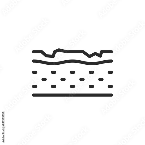 Dry damaged skin, linear style icon. Cracks and scars. Editable stroke width