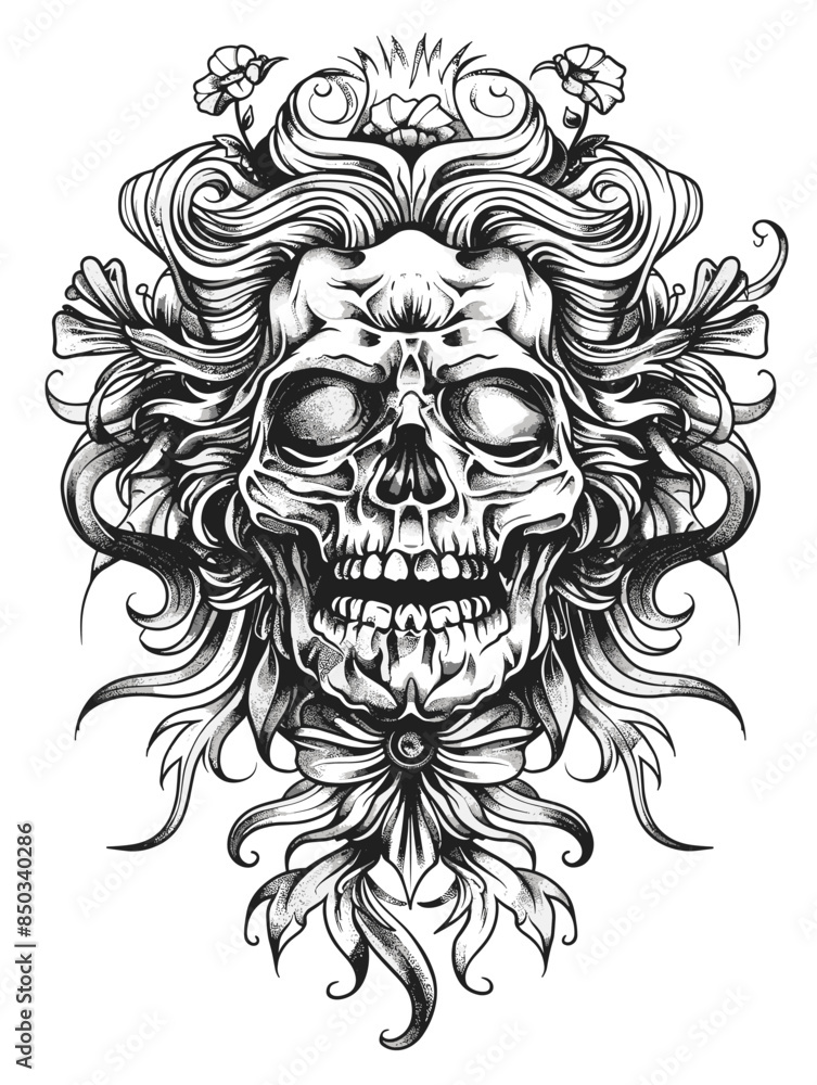 abstract skull tattoo on white background vector illustration abstract skull tattoo on white background vector illustration
