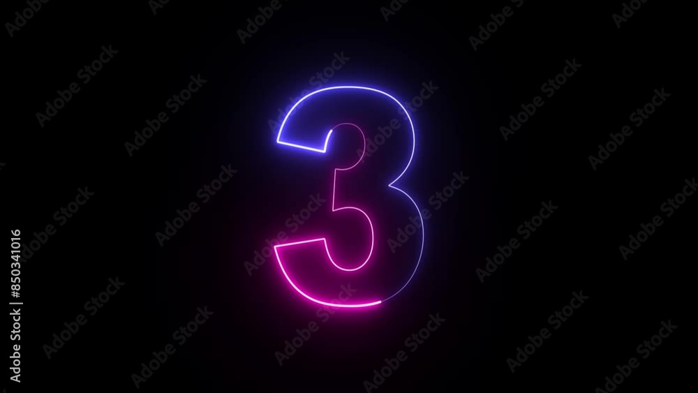 Animated neon number 3. Two-color looping trendy glowing neon numeric number three. Educational mathematics concept with neon letter Animated neon number 3. Two-color looping trendy glowing neon numeric number three. Educational mathematics concept with neon letter
