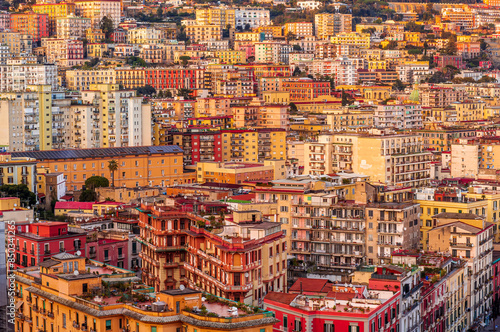 Fototapeta Naklejka Na Ścianę i Meble -  beautiful cityscape of big european city Naples in Italy, Campania. urban landscape with streets and buildings with famous architecture of old houses
