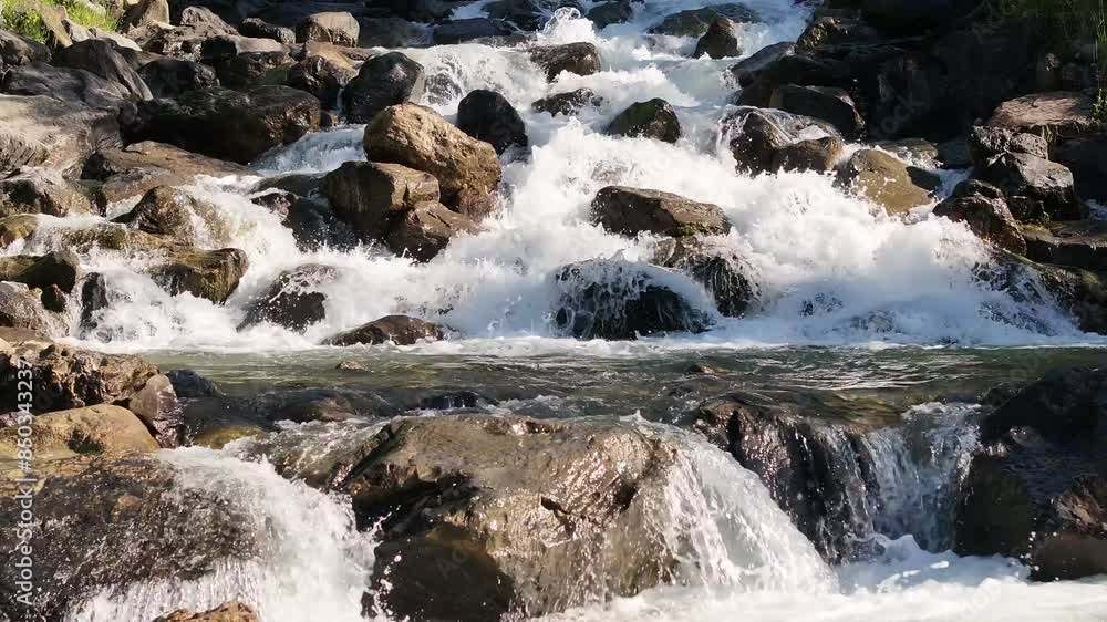 Beautiful Scene Of Water Flowing Smoothly Between Stones, Weesen Schweiz, Switzerland Beautiful Scene Of Water Flowing Smoothly Between Stones, Weesen Schweiz, Switzerland