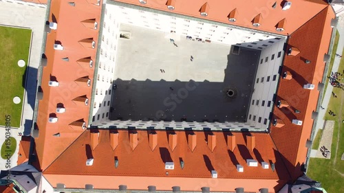 Wallpaper Mural Aerial perspective of a drone captures the majestic Bratislava Castle, cityscape of Slovakia Torontodigital.ca