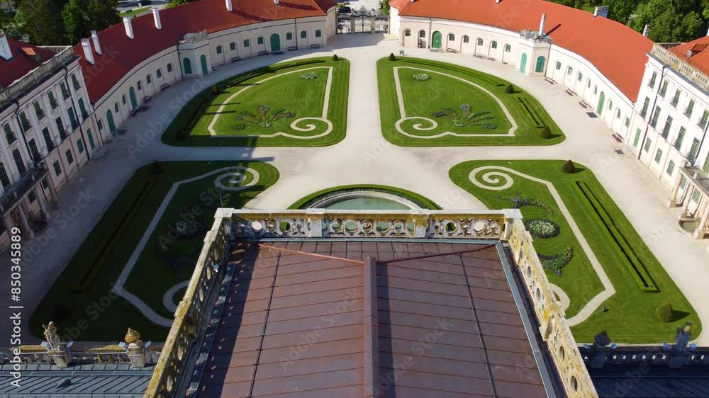 Hovering Over Main Courtyard of Hungarian Versailles Edifice Hovering Over Main Courtyard of Hungarian Versailles Edifice
