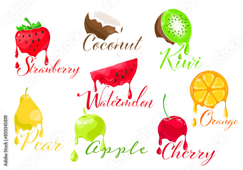 set of fruit emblems