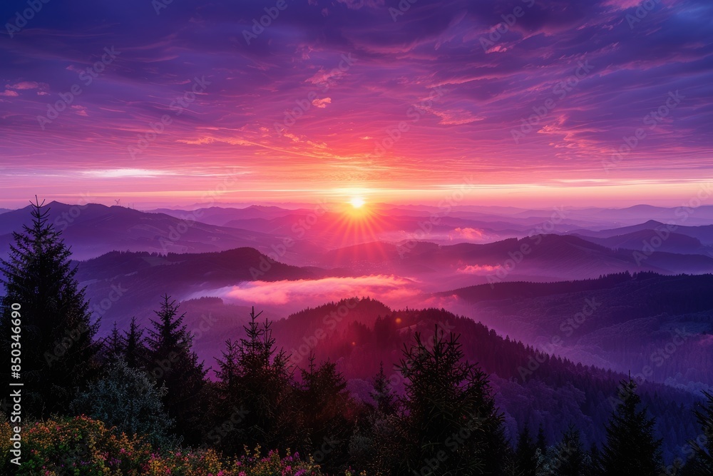 Fototapeta premium Peak sunrise and sea of clouds