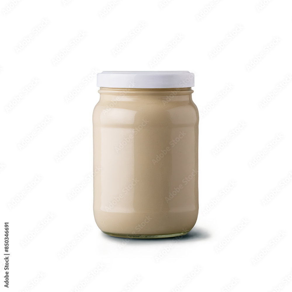 A jar filled with creamy peanut butter on a transparent, white background, perfect png image A jar filled with creamy peanut butter on a transparent, white background, perfect png image