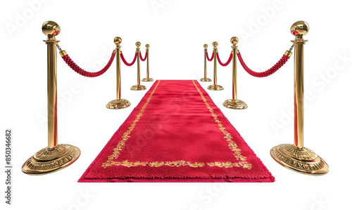 Walking down the red carpet with gold trim, you feel the luxury and exclusivity of a vip event or movie premiere photo