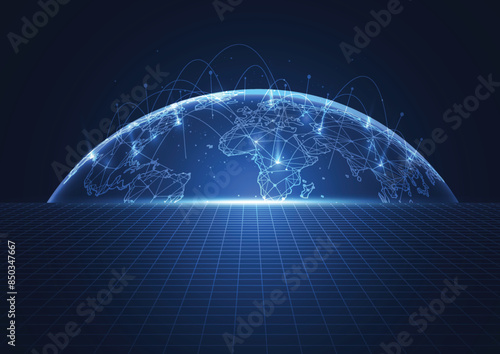 Global network connection. World map point and line composition concept of global business. Vector Illustration
