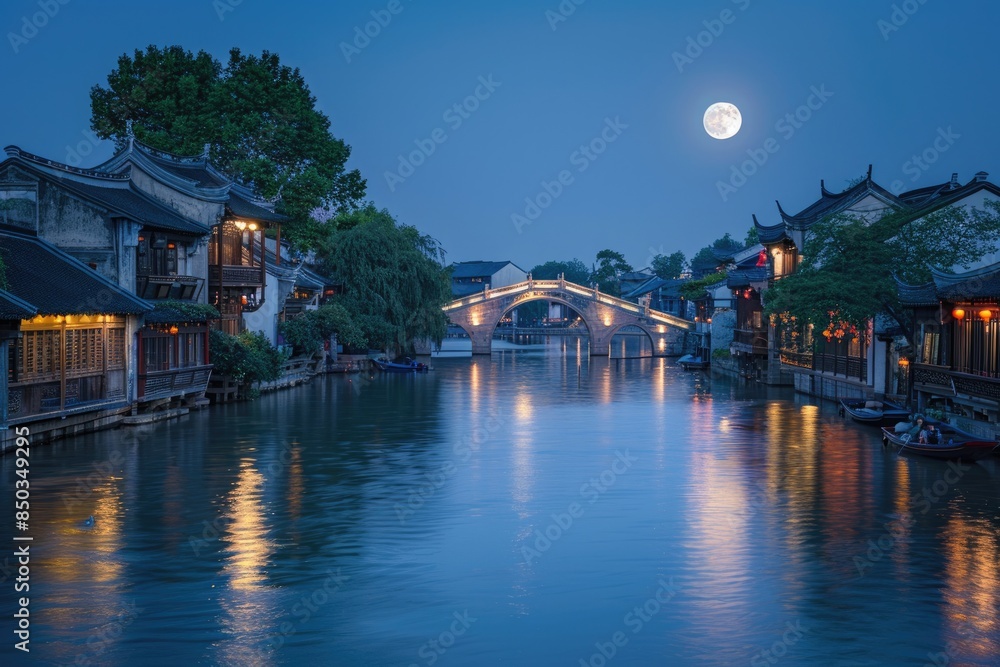 Fototapeta premium Ancient towns in China, at night