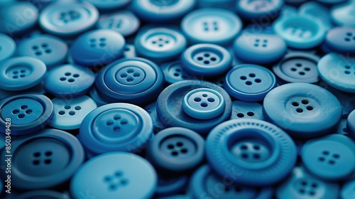 Many different blue buttons close-up. The background. Generative AI.