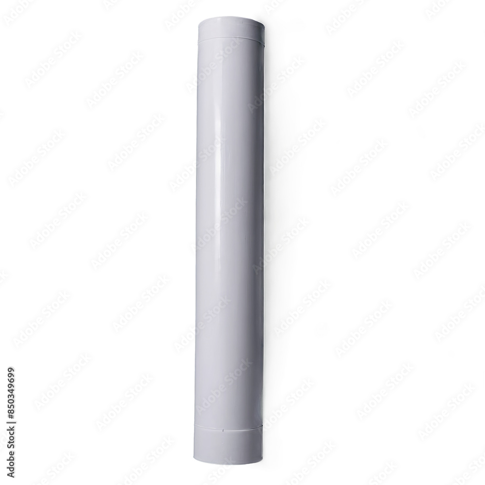 Vertical image of a tall gray canister with a smooth surface, photographed on a white background, designed for png Vertical image of a tall gray canister with a smooth surface, photographed on a white background, designed for png