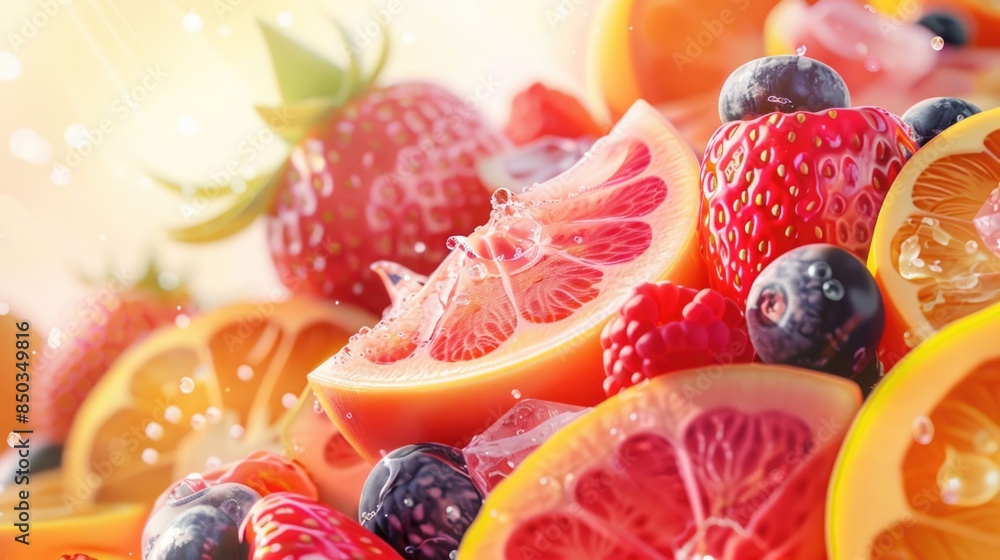 fruits background with sunny lighting, copy space for text fruits background with sunny lighting, copy space for text