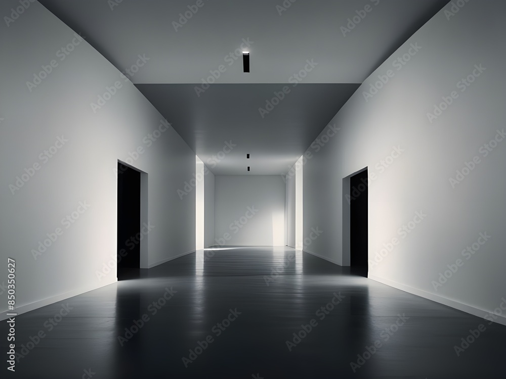 a hallway with a light on the ceiling and a light on the ceiling empty white room a hallway with a light on the ceiling and a light on the ceiling empty white room