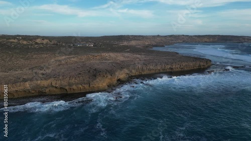 Panoramic aerial view of the rugged coastline of Cactus Beach, Australia. photo