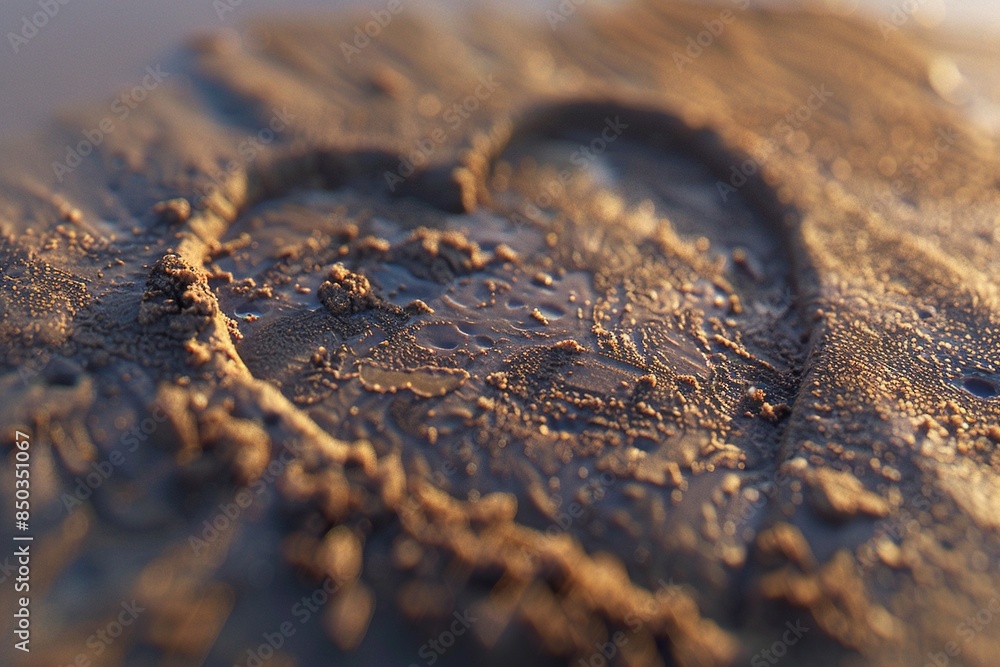 Heart drawn in sand at the beach. Generative Ai Heart drawn in sand at the beach. Generative Ai