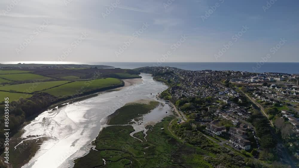 River Gannel and tidal estuary between Newquay town and the village of Crantock in Cornwall, UK River Gannel and tidal estuary between Newquay town and the village of Crantock in Cornwall, UK