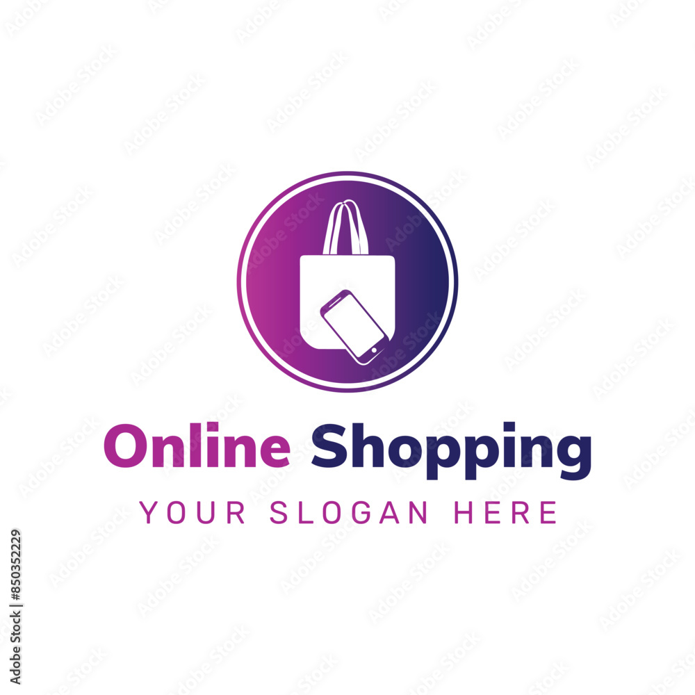 Vector online shop logo design template with bag Vector online shop logo design template with bag
