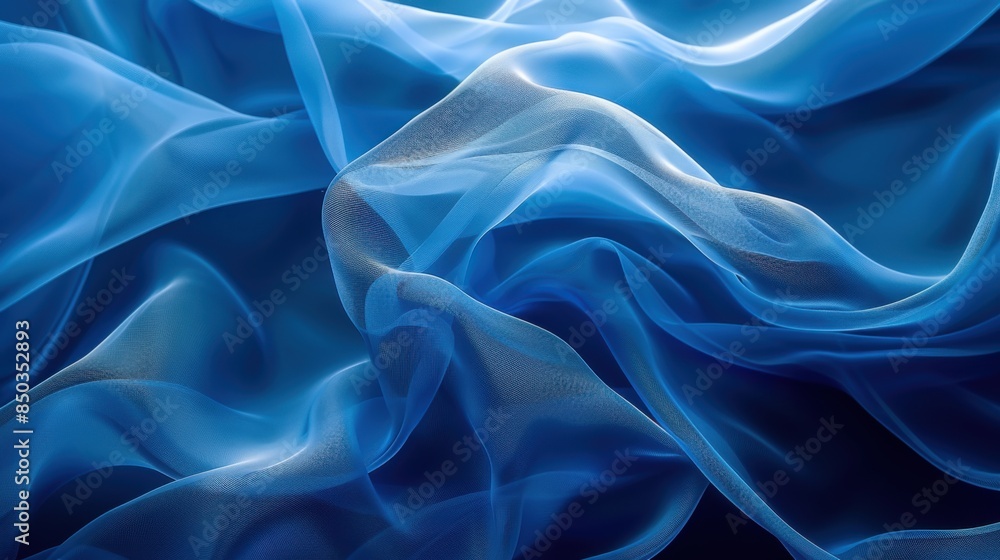 Obraz premium abstract blue background with layers of transparent material. Neon glow effect.