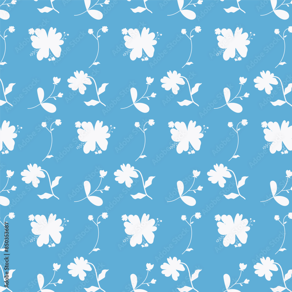 Obraz premium vector seamless pattern with simple white flowers and light background