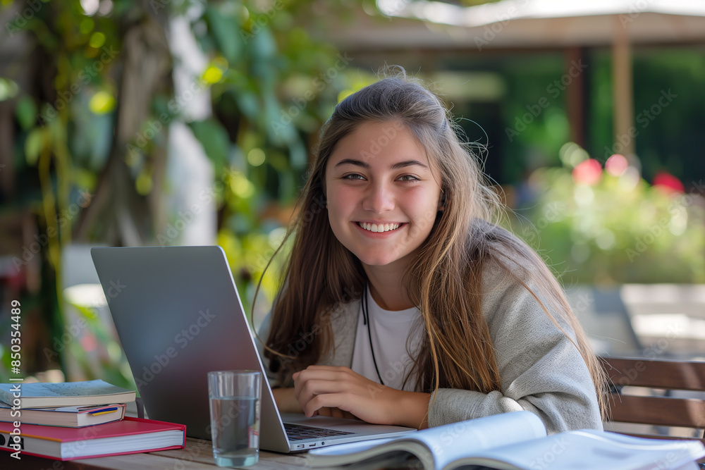 Cheerful Student in Campus Setting Cheerful Student in Campus Setting