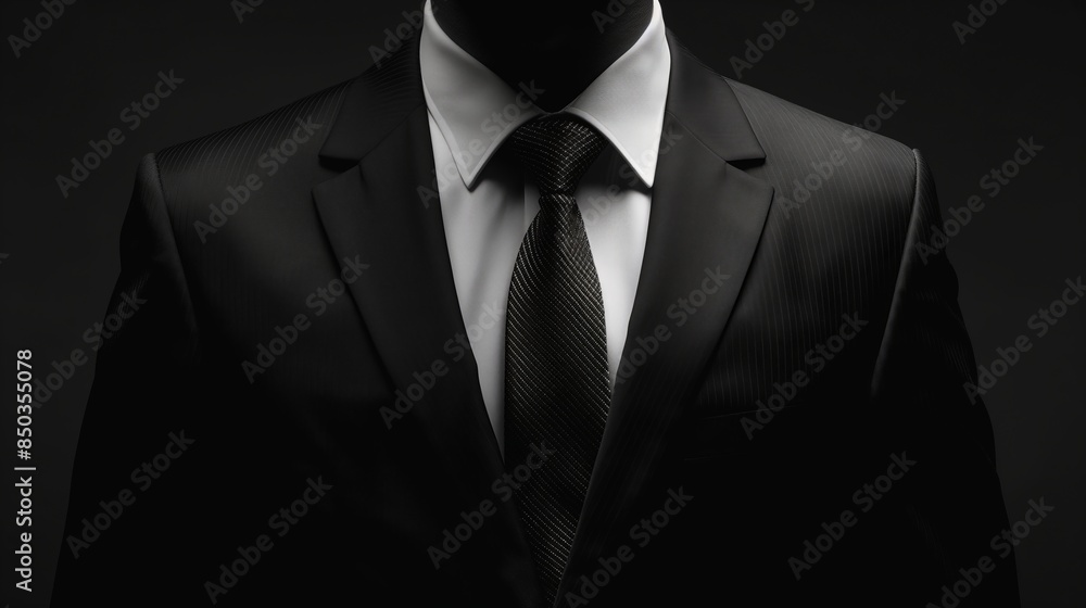 Man in a black suit with black tie on a dark background Man in a black suit with black tie on a dark background