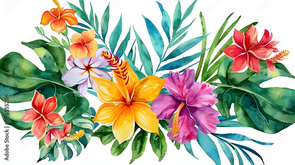 tropical leaf and flower tropical leaf and flower