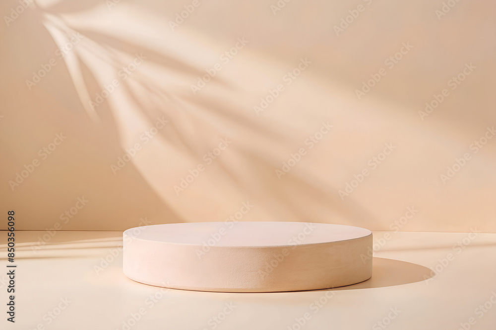 Podium with subtle shadow and natural sunlight shining Podium with subtle shadow and natural sunlight shining