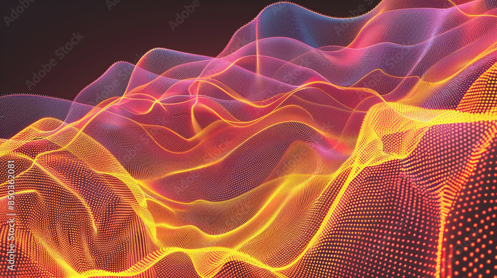 Fototapeta premium Orange and Coral Neon Wave Background 