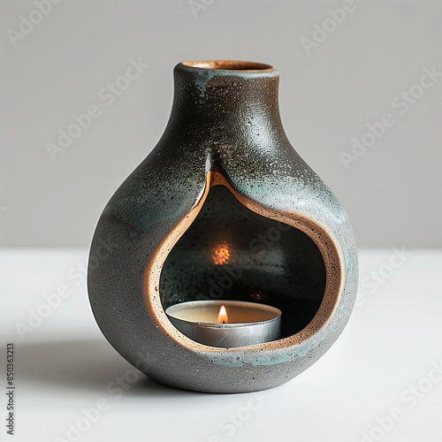 Modern style ceramic diffutholder with opening hole for candle. Generate AI