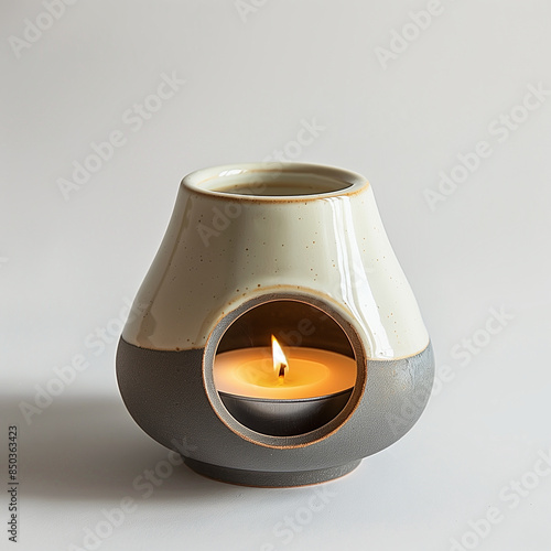 Modern style ceramic diffutholder with opening hole for candle. Generate AI