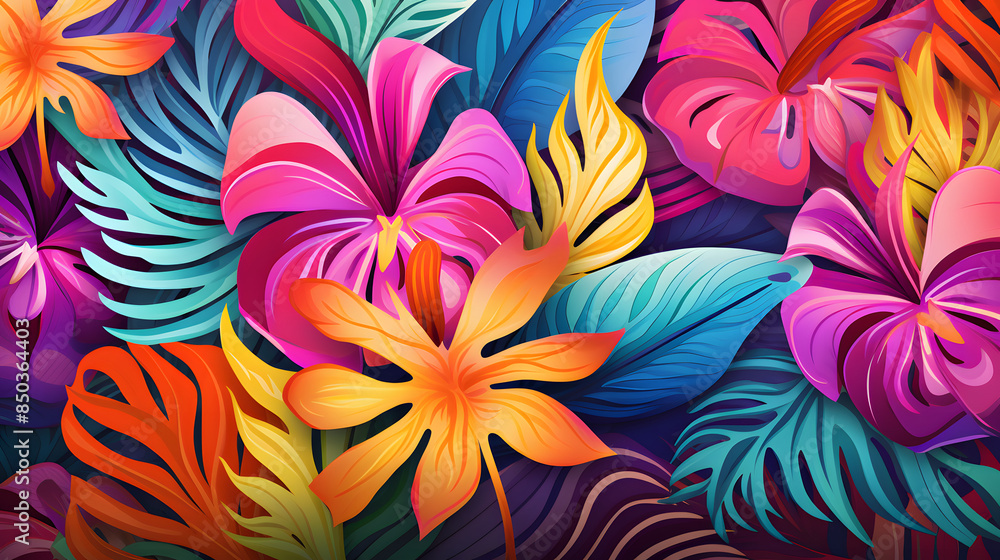 tropical leaf and flower tropical leaf and flower