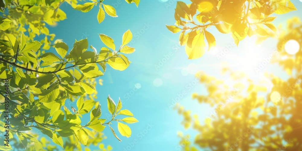 Bright Summer Sun Shining Through Green Leaves on a Clear Day Bright Summer Sun Shining Through Green Leaves on a Clear Day