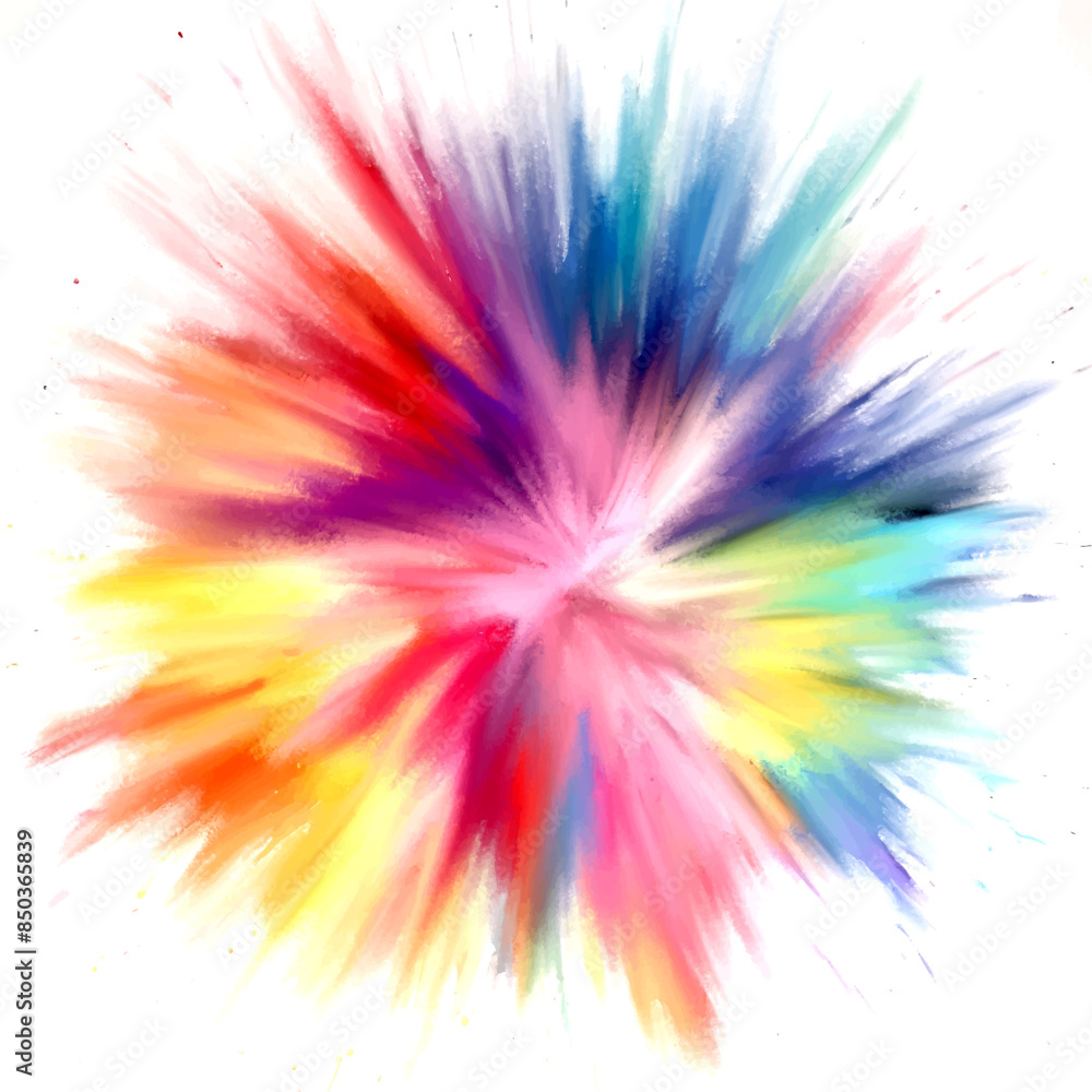 Obraz premium Hand painted rainbow coloured exploding design