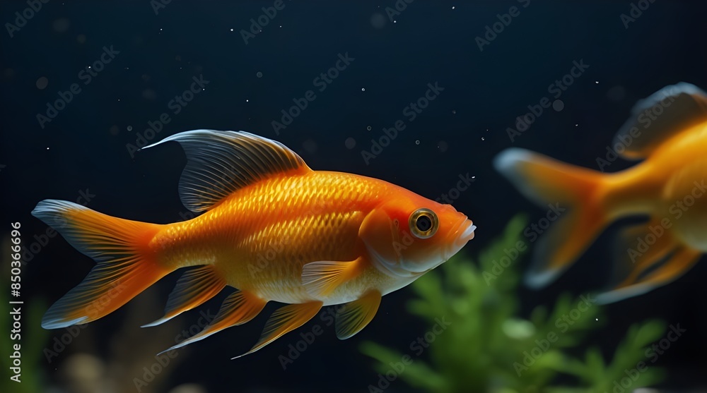 Goldfish single one in aquarium close up.generative.ai 