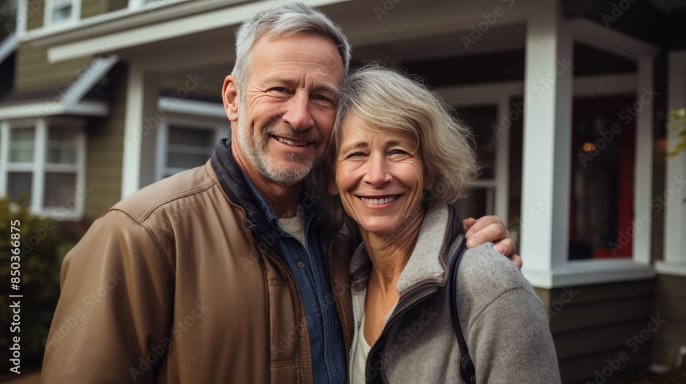 couple selling their home to new buyers. couple selling their home to new buyers.