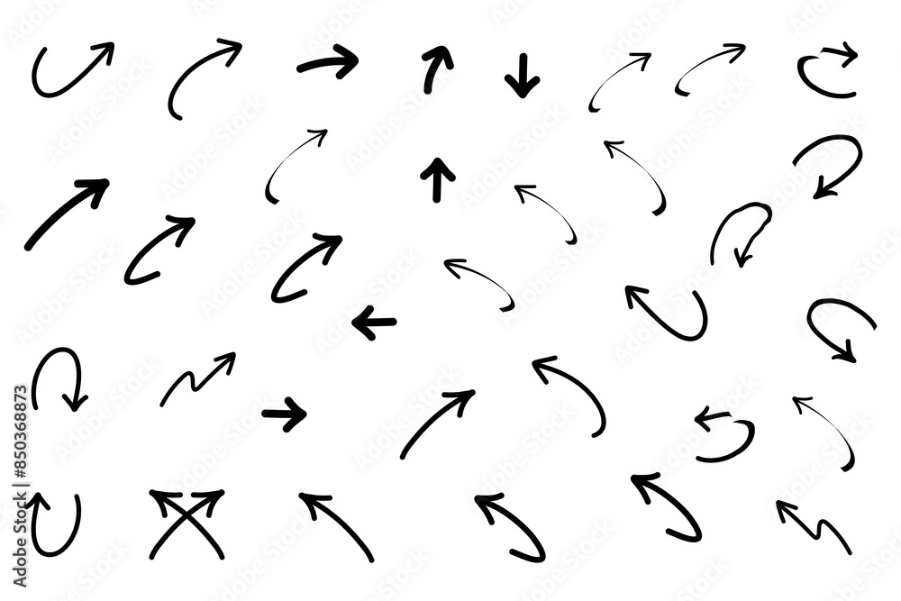 Hand drawn arrow icons doodle design elements. Hand drawn arrow icons doodle design elements.