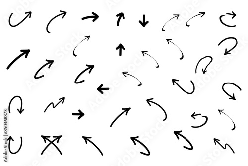 Hand drawn arrow icons doodle design elements.