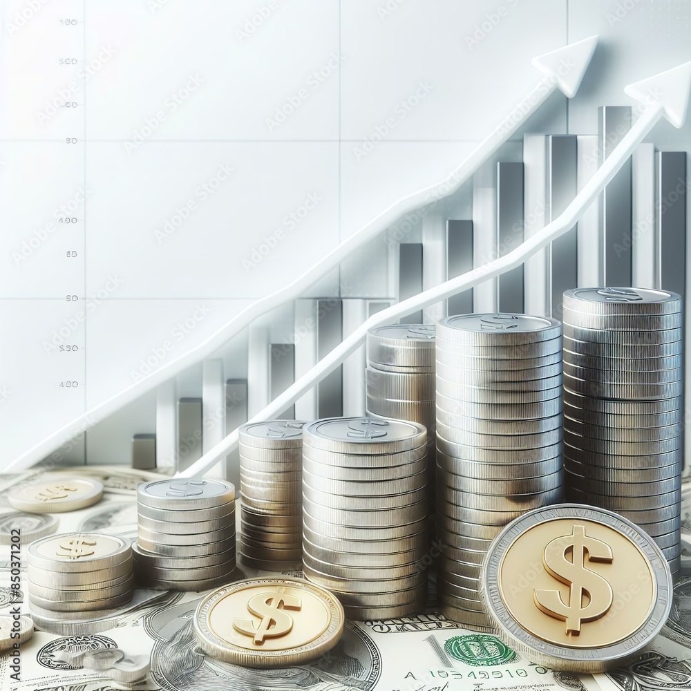 Dollar Coin with Upward Arrow and Graph | Financial Growth Concept ...