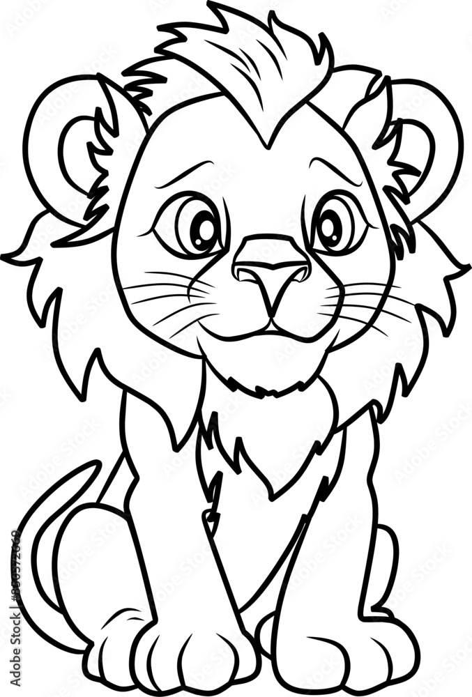 Fototapeta premium Lion line art fir coloring book page
