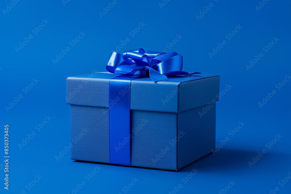 custom made wallpaper toronto digitalRealistic cobalt blue gift box on cobalt blue background, studio lighting, dof, blue overtones