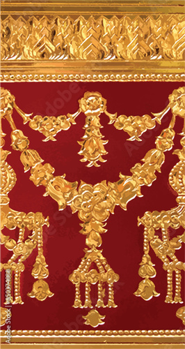 Seamless pattern, pattern in gold, gilded pattern in Thai traditional style,for designer,printing.