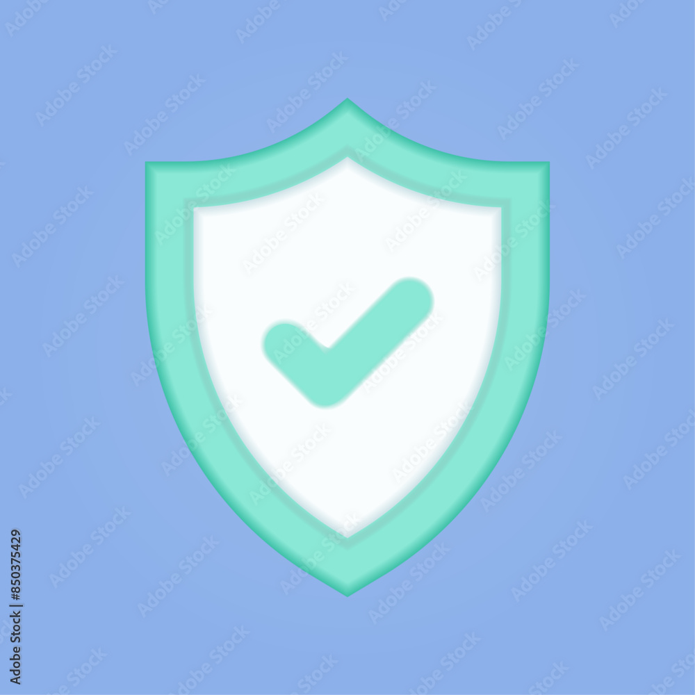 3D Shield Icon with Tick and Approval Mark - Protection, Safety, Security Vector Illustration 3D Shield Icon with Tick and Approval Mark - Protection, Safety, Security Vector Illustration