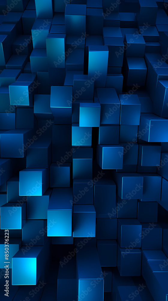 Abstract background of blue glowing cubes Abstract background of blue glowing cubes