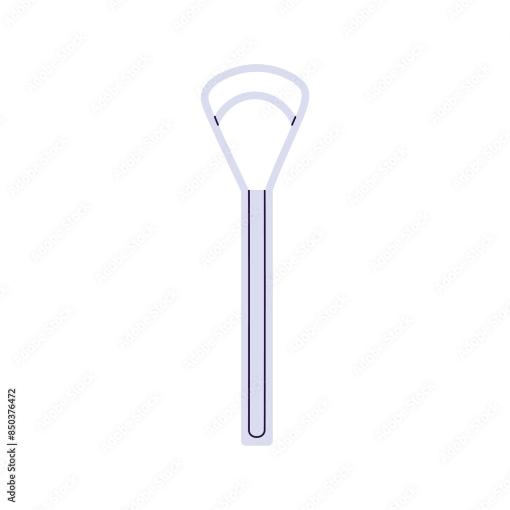 Professional tongue scraper. Plastic cleaner, brush for cleaning mouth. Stomatology tool for oral health care. Accessory for dental hygiene. Flat isolated vector illustration on white background Professional tongue scraper. Plastic cleaner, brush for cleaning mouth. Stomatology tool for oral health care. Accessory for dental hygiene. Flat isolated vector illustration on white background
