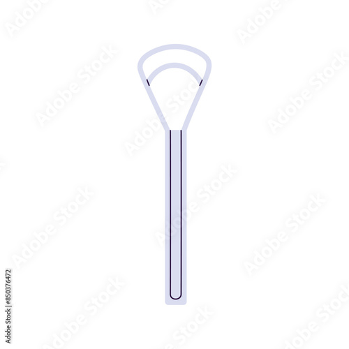 Professional tongue scraper. Plastic cleaner, brush for cleaning mouth. Stomatology tool for oral health care. Accessory for dental hygiene. Flat isolated vector illustration on white background
