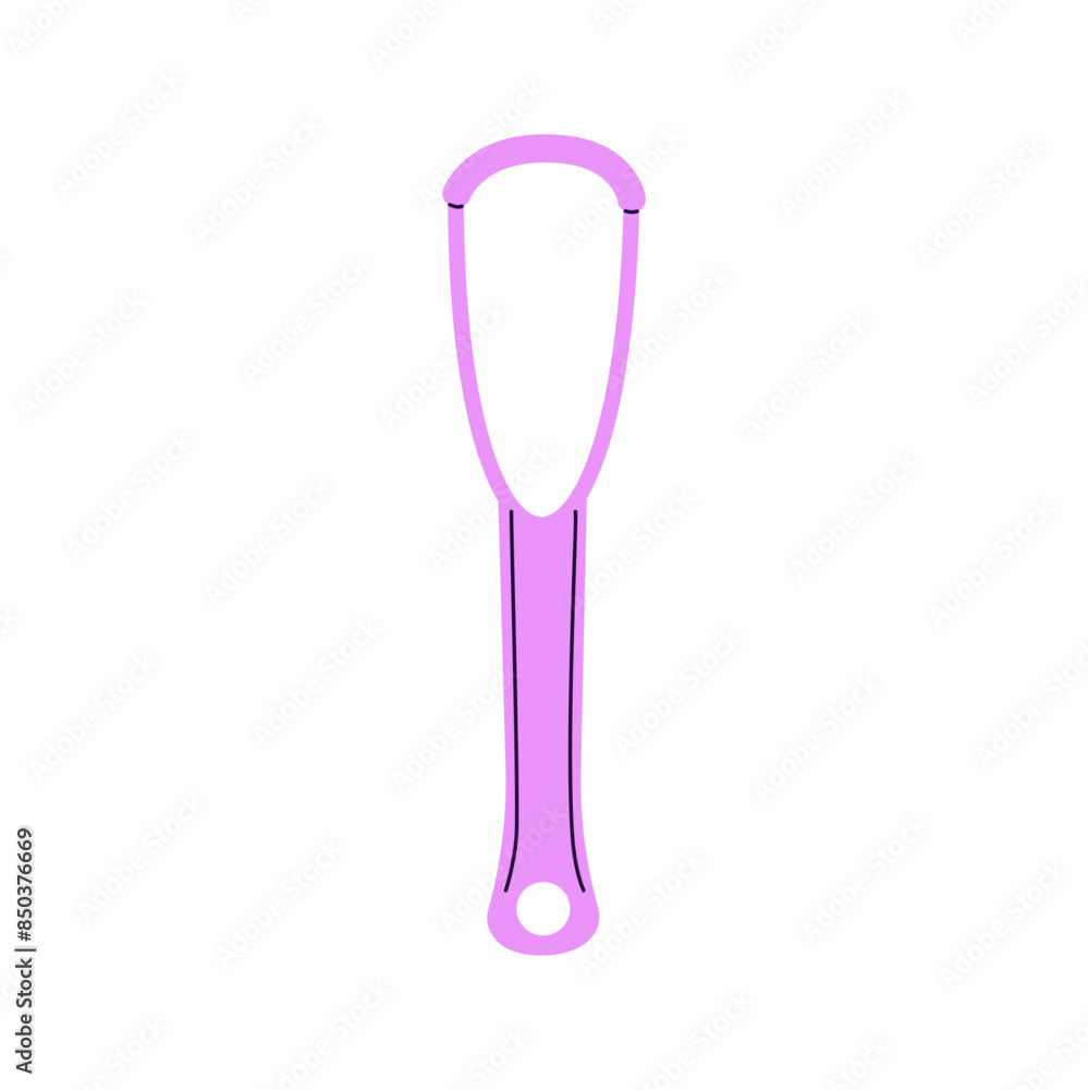 Tongue scraper for dental hygiene icon. Cleaner, plastic brush for cleaning, washing mouth. Professional dentistry tool for oral health care. Flat isolated vector illustration on white background Tongue scraper for dental hygiene icon. Cleaner, plastic brush for cleaning, washing mouth. Professional dentistry tool for oral health care. Flat isolated vector illustration on white background