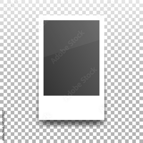 Mini vintage photo frame isolated on transparent background. Realistic retro frame with shadow. Your best moment concept. Vector illustration.