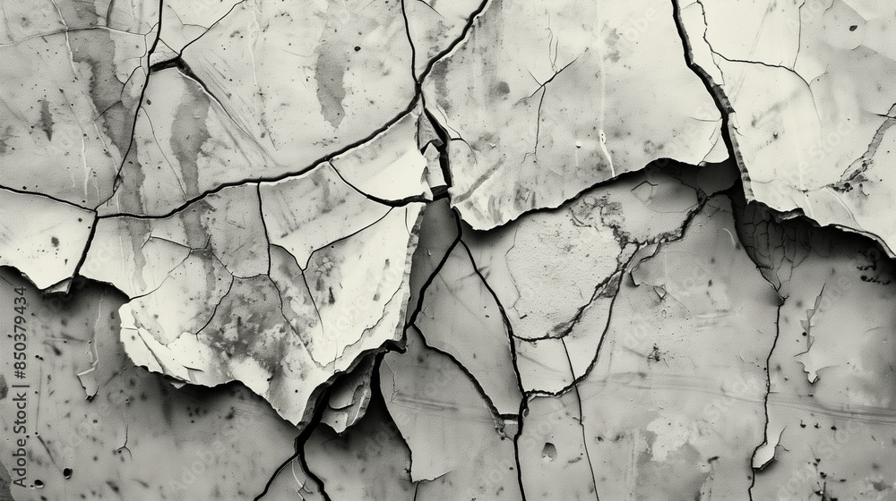 Obraz premium Cracks in the wall seem to open a door to the past, revealing the layers of time and history that lie beneath the surface.