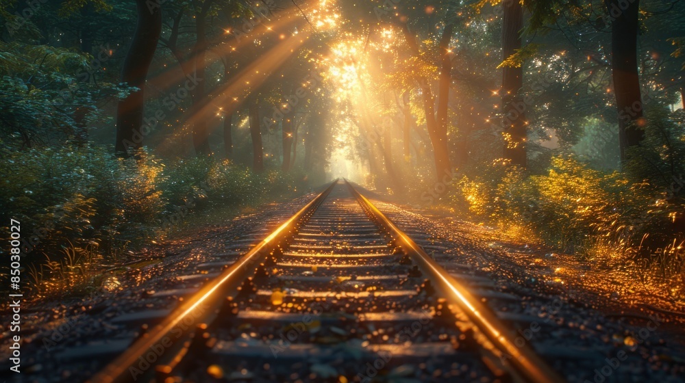 Naklejka premium Rails lay the path forward, realistic,